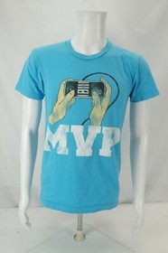 LOCAL CELEBRITY HOLLYWOOD MVP NINTENDO NES CONTROLLER LIGHT BLUE SHIRT SIZE S