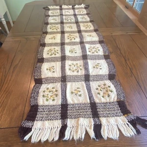 Polish Woven Wool Embroidered Floral Fringed Table Runner/Wall Hanging 20x58 - Picture 1 of 6