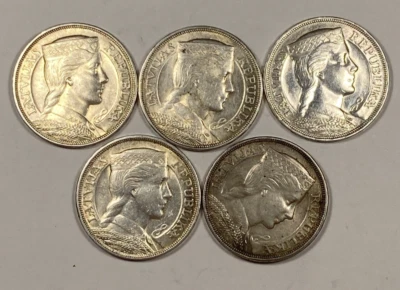 1931 Latvia Silver 5 Lati. Circulated, Nice-5 Coins - Image 1 of 4