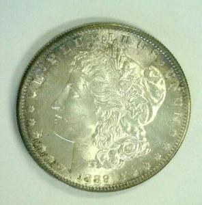 1889-S MORGAN SILVER DOLLAR CHOICE/GEM BU WITH PRETTY ALBUM TONING  (984) - Picture 1 of 2