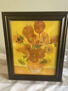 Van Gogh Sunflowers Framed Print 10x12 Flowers Vase Wall Art Black Frame Vincent - Picture 1 of 3