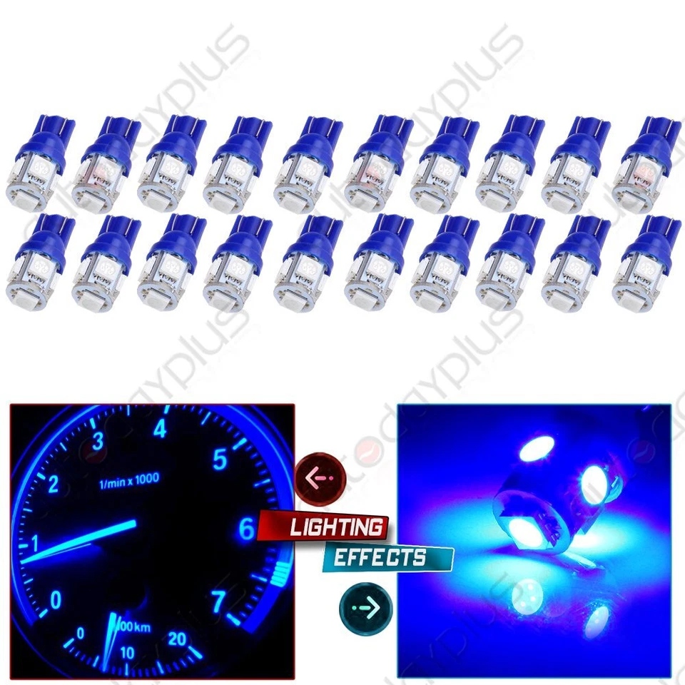 20 piezas T10 194 168 Bombilla LED Ultra Azul Panel de Instrumentos Panel de Salpicadero Luz Foto 1 de 4