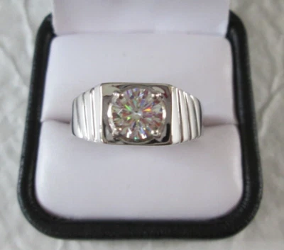 Anillo de platino sobre plata de ley con estroncio y titanio para hombre (talla 13) 3,00 quilates Foto 1 de 4