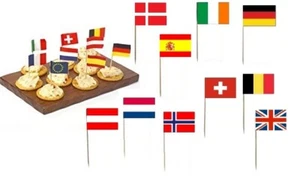10 EUROVISION EUROPEAN COUNTRY NATIONAL FLAG COCKTAIL STICK PICKS PARTY DECOR - Picture 1 of 1