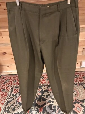 Pantalones de vestir plisados de lana para hombre Olive LANDS END 36x31 Foto 1 de 3