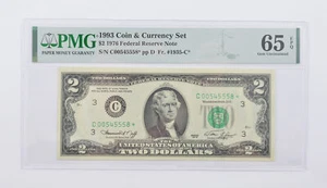 1976 $2 FR Note FR# 1935-C* 1993 Coin & Currency Set PMG 65 EPQ GEM UNC *1806 - Picture 1 of 3