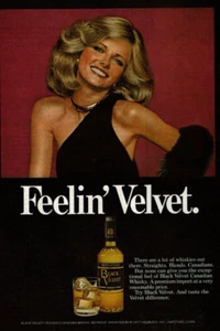 1977 Vintage Print Ad Imported Black Velvet Feelin' Canadian Whisky Blonde Woman - Bild 1 von 2
