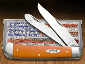 Case xx Knives Trapper Smooth Orange Delrin Pocket Knife Stainless 80500 - Picture 1 of 4