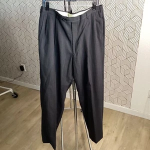 Christian Dior Monsieur Mens Pleated Front Dress Pants 36x31 Gray Stripe Pockets - Picture 1 of 4