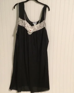 The Paragon Size 3x Black Sleeveless Nightgown Lace Accents Semi Sheer - Picture 1 of 6