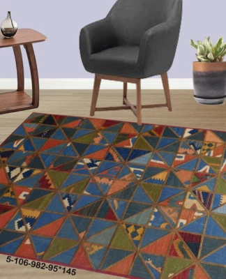 Modern Floor Carpet Mat Rug Handmade Persian Kilim Patchwork Rug Area 5-106 - Image 1 of 4