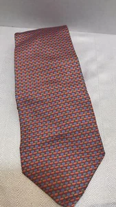 Banana Republic Silk Geometric Neck Tie Italy Red Purple Orange 57 1/2” Length - Picture 1 of 3