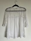 Ladies Italian Pobby And Blues White Silk And Cotton Lace Top . Approx Size 8