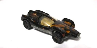 Vintage 1983 Hot Wheels Speed Seeker Bug Eyed Race Car Black w Gold Copper Spots - Image 1 of 4