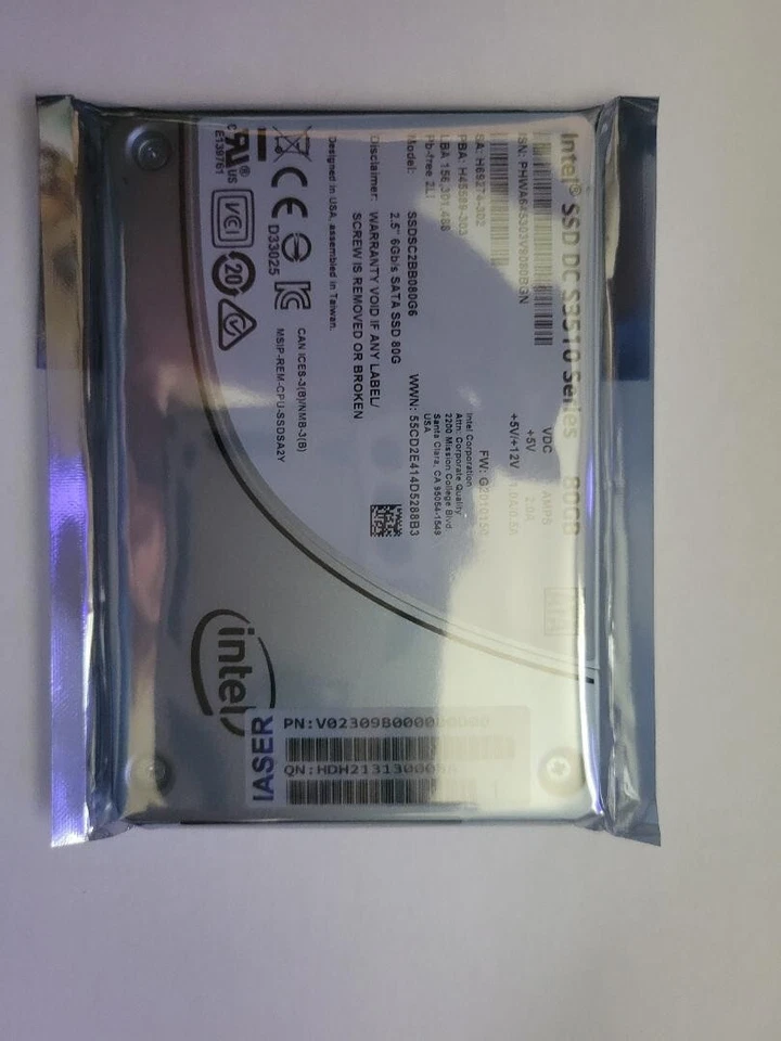Intel DC S3510 80GB SSDSC2BB080G6 SSDSC2BB080G601 Solid state drive SSD - Image 1 of 1