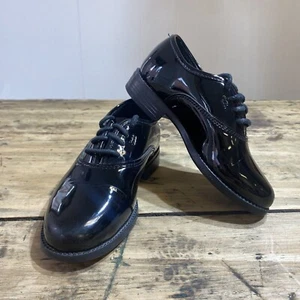 Men's Black Round Toe Shiny Tuxedo Shoe Wedding Formal Lace Up - Picture 1 of 5