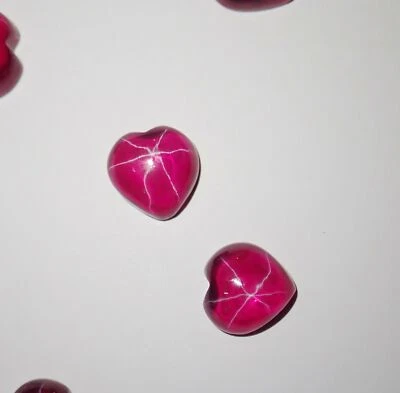 Transparent Star Ruby Heart 10x10 mm Cabochon 6 Rayed Lab-created 2 pieces Lot - Image 1 of 4