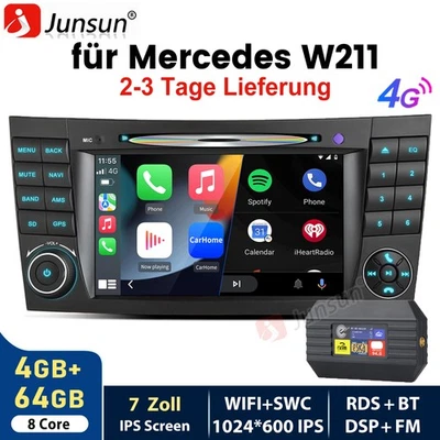 7"CarPlay Autoradio GPS für Mercedes E-Klasse W211 S211 DAB+ RDS Android 14 64GB - Bild 1 von 4