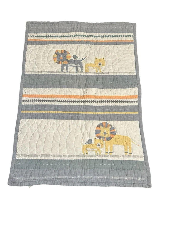 Pottery Barn Kids Quilt Baby Crib Blanket  36x50 Organic Cotton Little Lion - Image 1 of 4