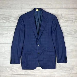 Corneliani Italy Virgin Wool Silk Blue Check Blazer Jacket Mens Size 48R - Picture 1 of 10