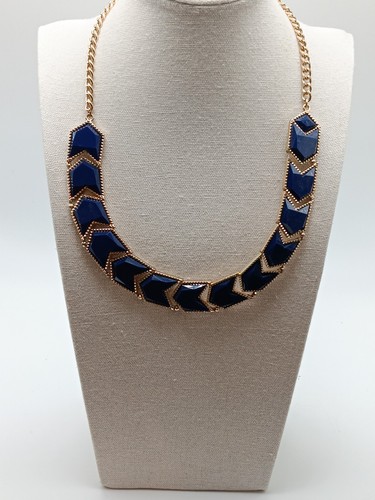 VETEMENTS Collana simile a smalto blu con catena e rifiniture color oro