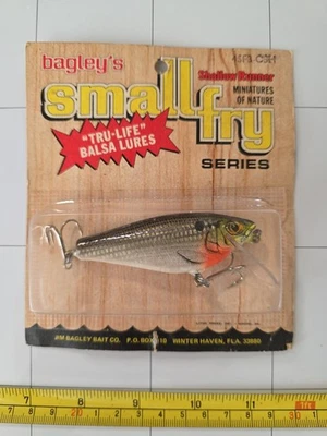 NUEVO ANTIGUO STOCK VINTAGE BAGLEY PEQUEÑO ALEVINES SÁBALO NATURAL SEÑUELO DE PESCA SOMBRA LISIADA  Foto 1 de 4