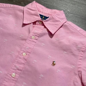 Ralph Lauren Shirt Mens Small Pink Palm Tree Oxford Slim Fit Cotton Flesh Pony - Picture 1 of 10