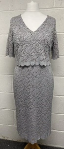 Per Una Silver Lace Overlay Dress With Pink Undertone Size 16 PK   - Picture 1 of 10