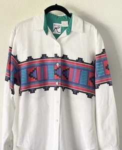 Women’s Vintage Roper White Aztec Southwestern Western Button Down Size Medium - Picture 1 of 12