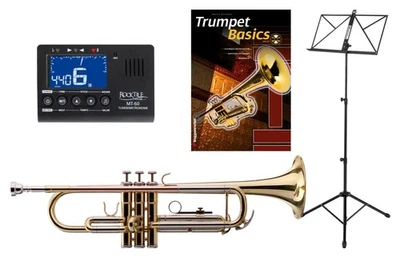 Super SET Bb Trompete gold mit Mundstück, Koffer, Stimmgerät, Ständer - Bild 1 von 4