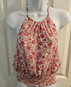 Sienna Sky Women's Teen Pink Floral Double Tie Halter Top Size X Large Pretty - Picture 1 of 15