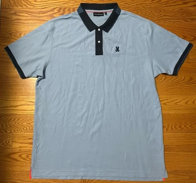 ¡NUEVO! Camisa Polo Para Hombres Psycho Bunny 100% Algodón Pima Piqué Azul 3XLT Foto 1 de 4