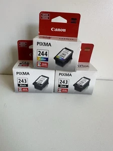 Canon 2  PG-243 Black With  1 CL-244 Color Ink Genuine New OeM Sealed Box - Picture 1 of 3