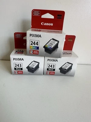 Canon 2  PG-243 Black With  1 CL-244 Color Ink Genuine New OeM Sealed Box - Image 1 of 3