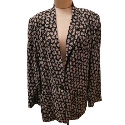Vintage JH Collectibles  Linen Rayon Blend Paisley One Button Blazer Sz 16 - Image 1 of 4