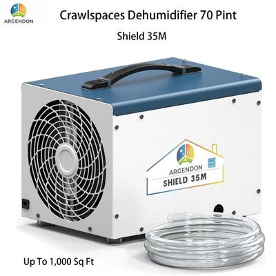 Deshumidificador de espacio ARGENDON 70 pintas rastreo sótano garaje comercial 1000 pies cuadrados Foto 1 de 4