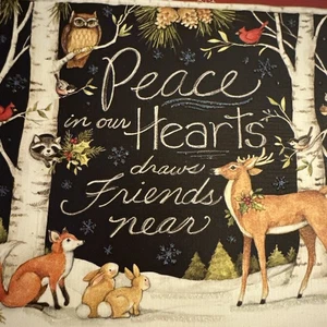 Vintage Weihnachtskarte unbenutzt Hirsch Glitzer Lang Susan Winget Fuchs Eule Eichhörnchen mit Umschlag - Bild 1 von 10