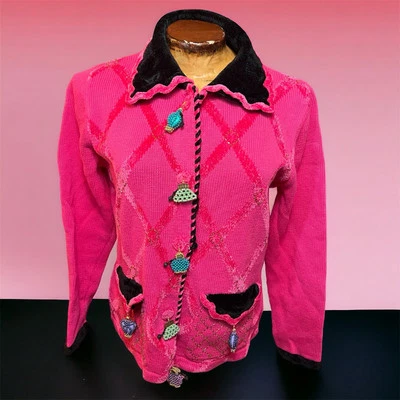 Suéter Vintage Años 90 Funky Coquette Glam Talla S Jack B Cárdigan Rápido Con Cuentas Foto 1 de 4