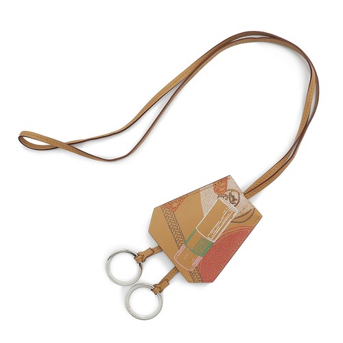 HERMÈS HERMES In&Out Clochette Portachiavi Ciondolo Collana Pelle di Vitello Veloce Biscotto