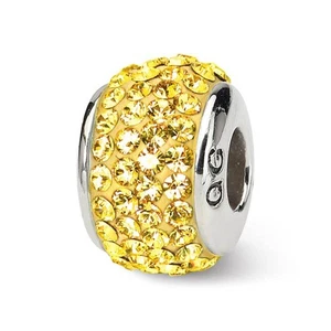 Sterling Silver with Yellow Crystals November Birthstone Bead Charm - Picture 1 of 6