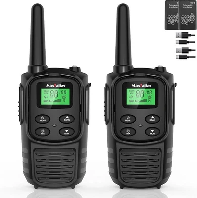 Walkie Talkies Largo Alcance para Adultos, MT10 Recargable Negro  Foto 1 de 4