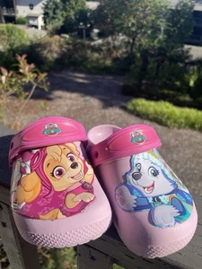 Crocs Pink Kids Paw Patrol Size C8 Slip On Sandals Slides GUC - Picture 1 of 7
