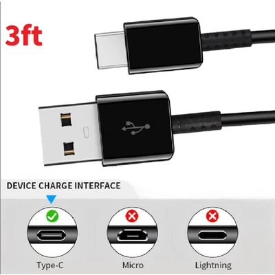 3ft USB Type C Data Cable Fast Charging USB-A to USB-C Charger Cord For Phone - Image 1 of 4