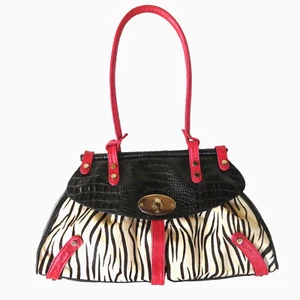 Cleo & Patek Paris Shoulder Handbag Flap Zebra Calf Hair Croc Ostrich Leather - Picture 1 of 14