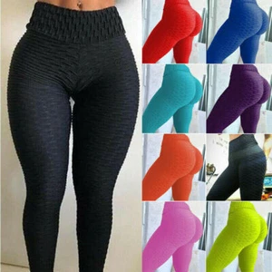 Womens High Waist Yoga Pants Push Up Tik Tok Leggings Bum Butt Lift Sport Gym - Picture 1 of 36