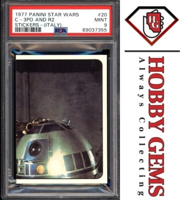 R2-D2 PSA 9 1977 Star Wars Panini Italy Sticker C-3PO #20 - Image 1 of 2