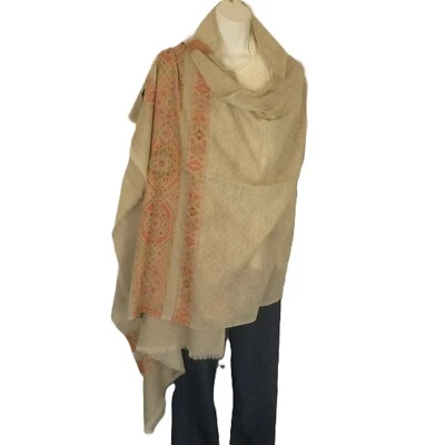 Mantón 100% Lana Yak | Telar a mano | Reversible | Beige Foto 1 de 4