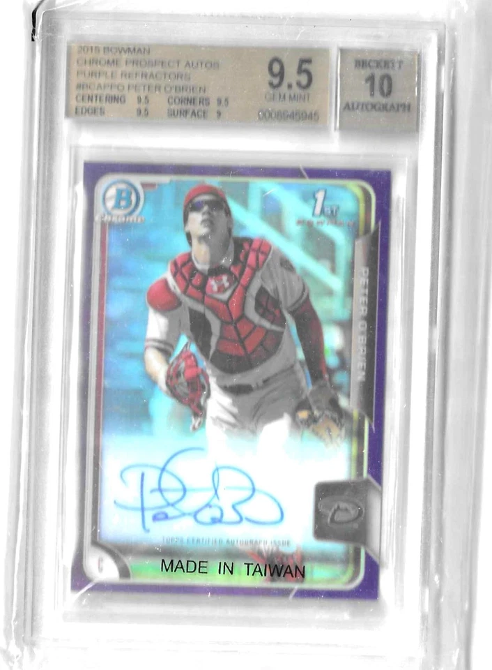 2015 Bowman Chrome Prospects Purple Refractor /250 Peter O'Brien BGS 9.5 Auto - Image 1 of 1