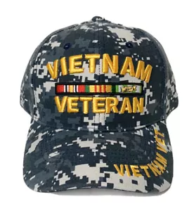 CAPPELLO BERRETTO MIMETICO BLU VIETNAM VETERANO VETERANO CAMPAGNA SERVIZIO NASTRO EPOCA GUERRA - Foto 1 di 4