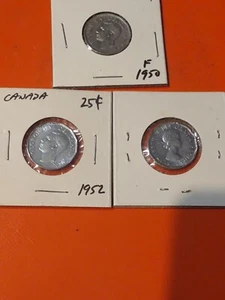 1950 1952 1953 Canadian Nickel Canada Five Cents 3 Coin Lot Uncirculated - Picture 1 of 9